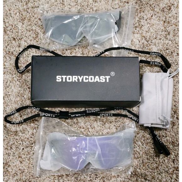 STORYCOAST Polarized Sports Sunglasses Men Women Driving 2 Pair BLK/Purple New - Picture 9 of 11